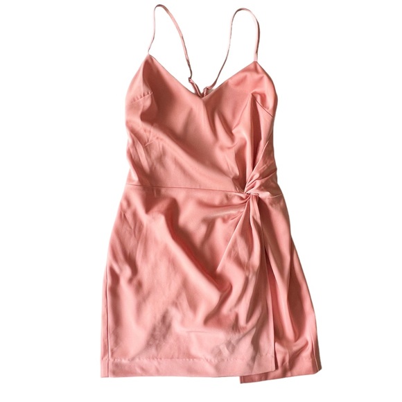 NBD Revolve Venice Blvd Satin Side Twist Mini Dress in Sorbet Pink | XS NWT - Picture 5 of 10